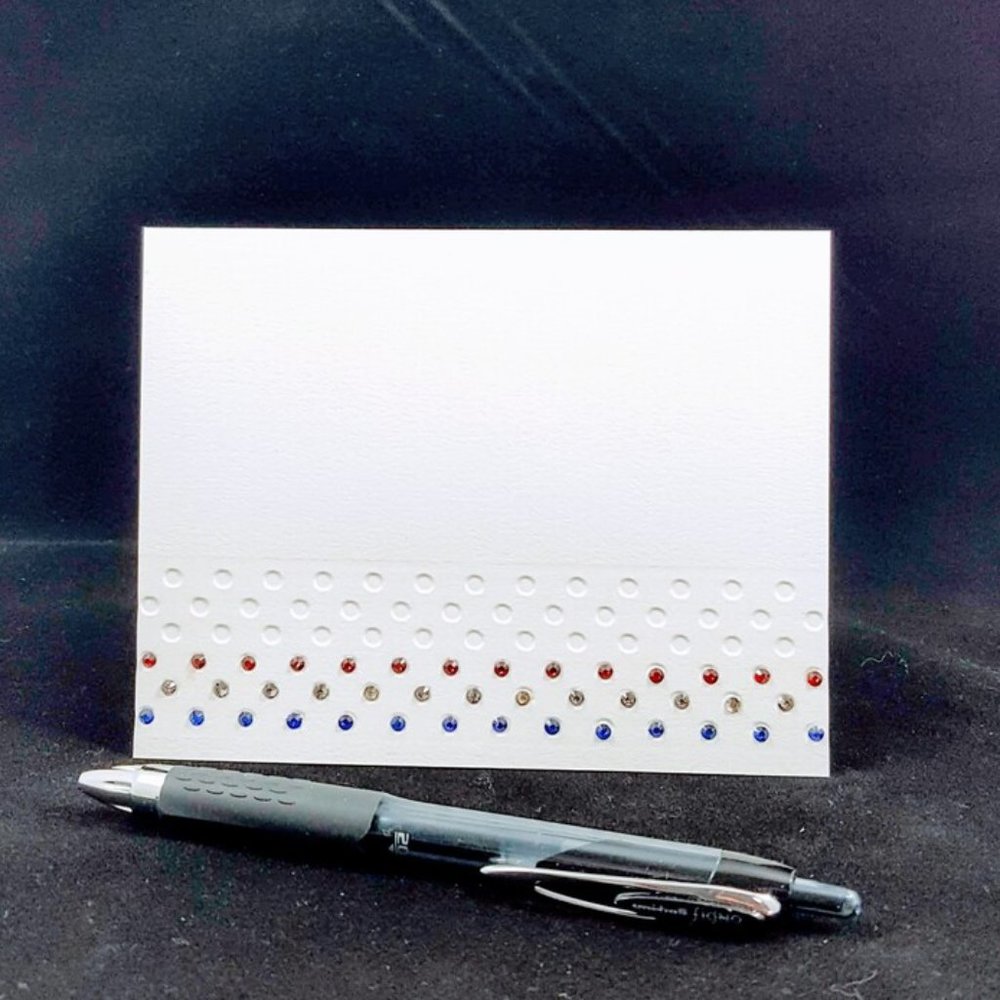 Rhinestone Note Cards (Set of 6), Bling Embellished - Red-White-Blue Rhinestones